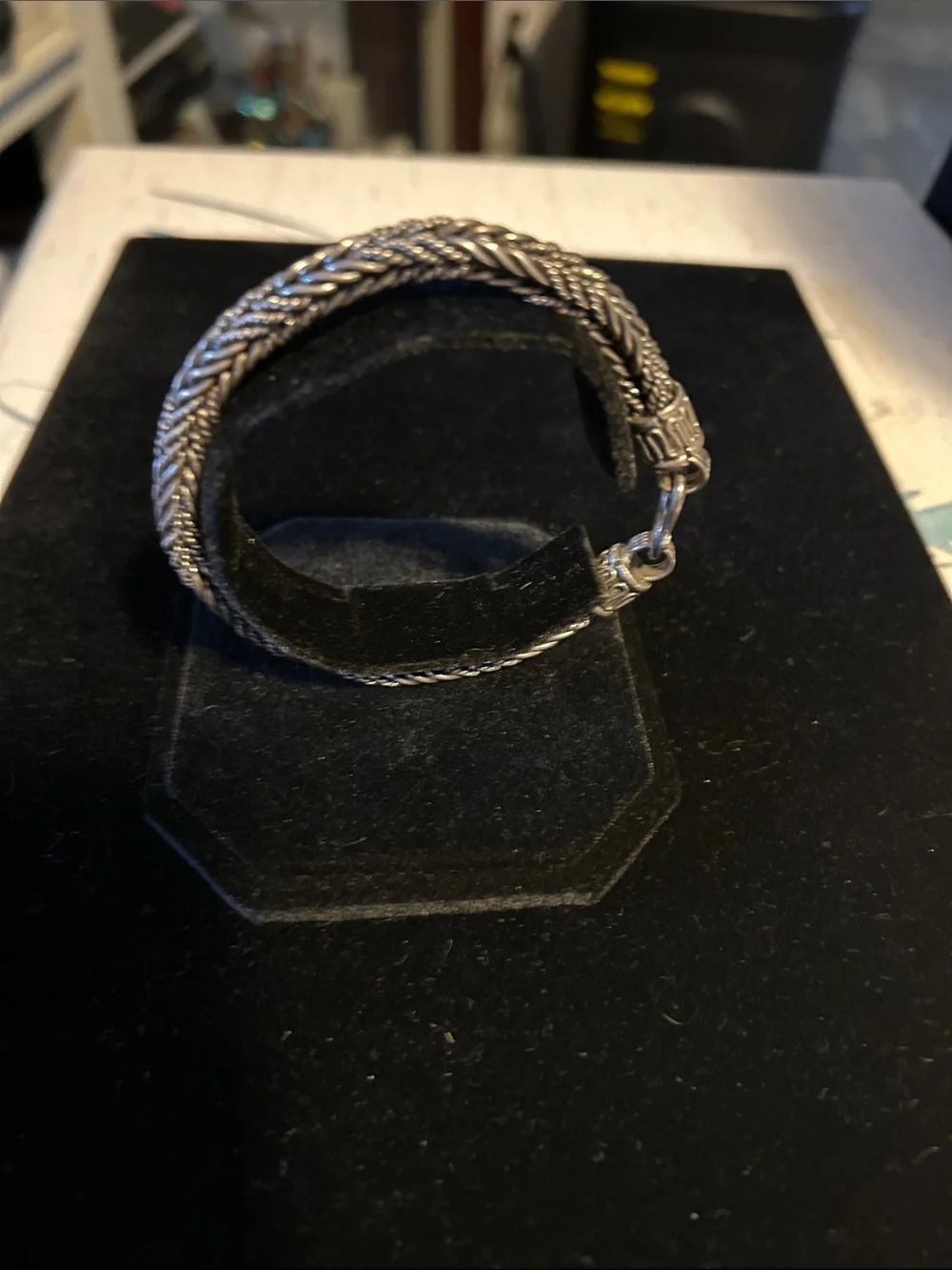 Sterling Silver Braided Woven Bracelet – 37.76g. Marked 925 on clasp